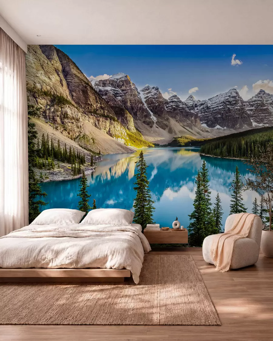 wall murals Mirror lake at the foot of the mountain u58602