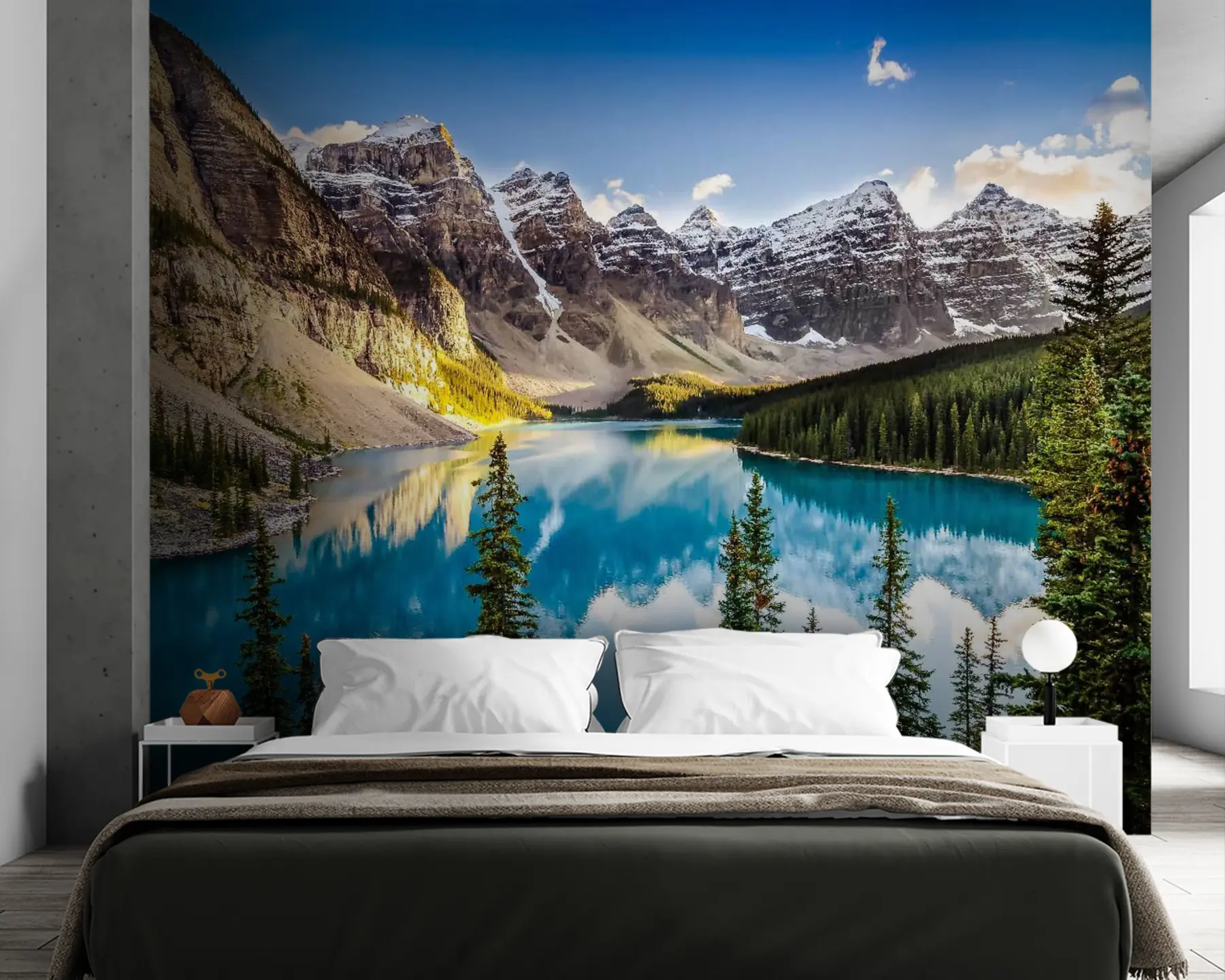 wall murals Mirror lake at the foot of the mountain u58602