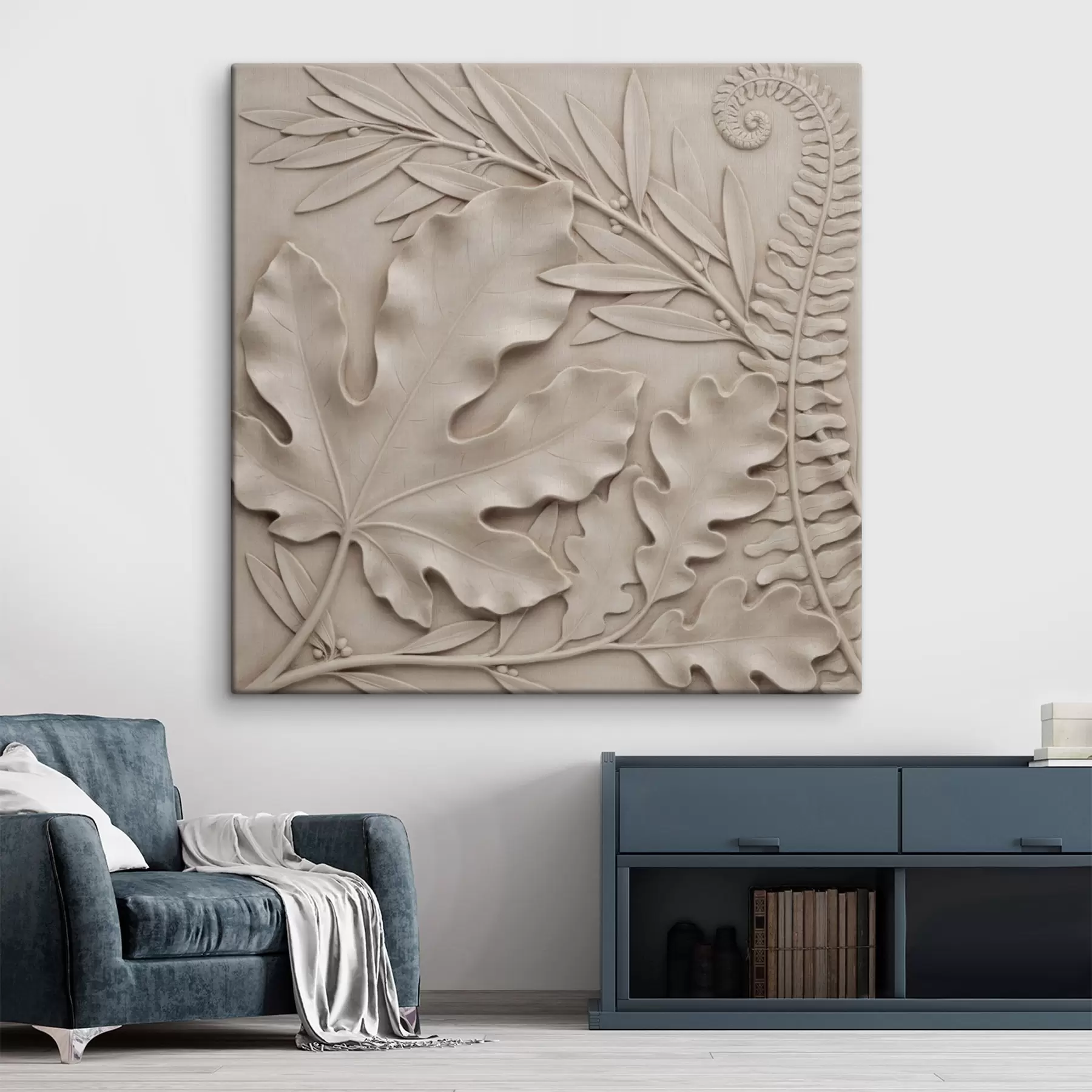 murales Helecho y monstera en relieve s50013