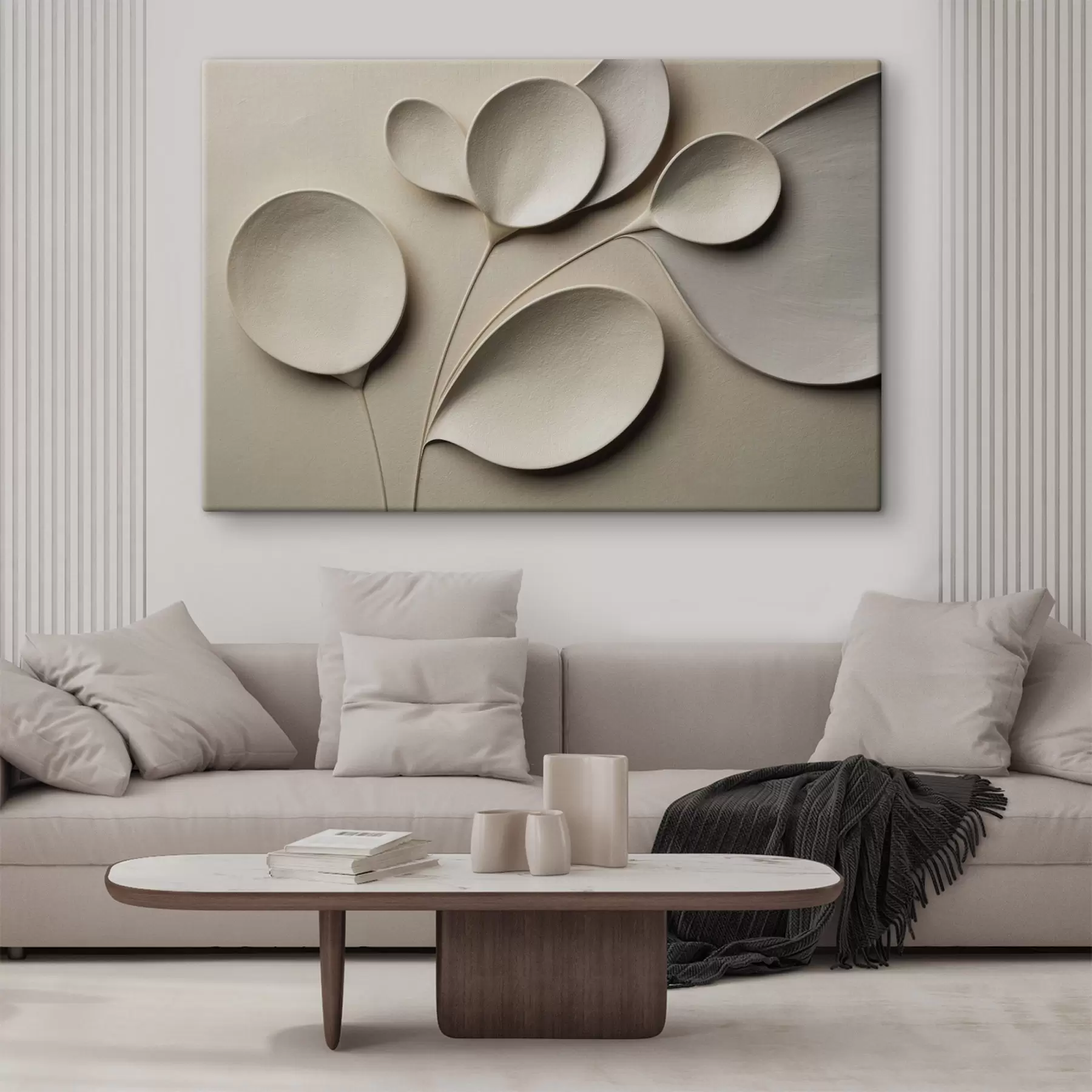 murales Hojas redondas en relieve s50015