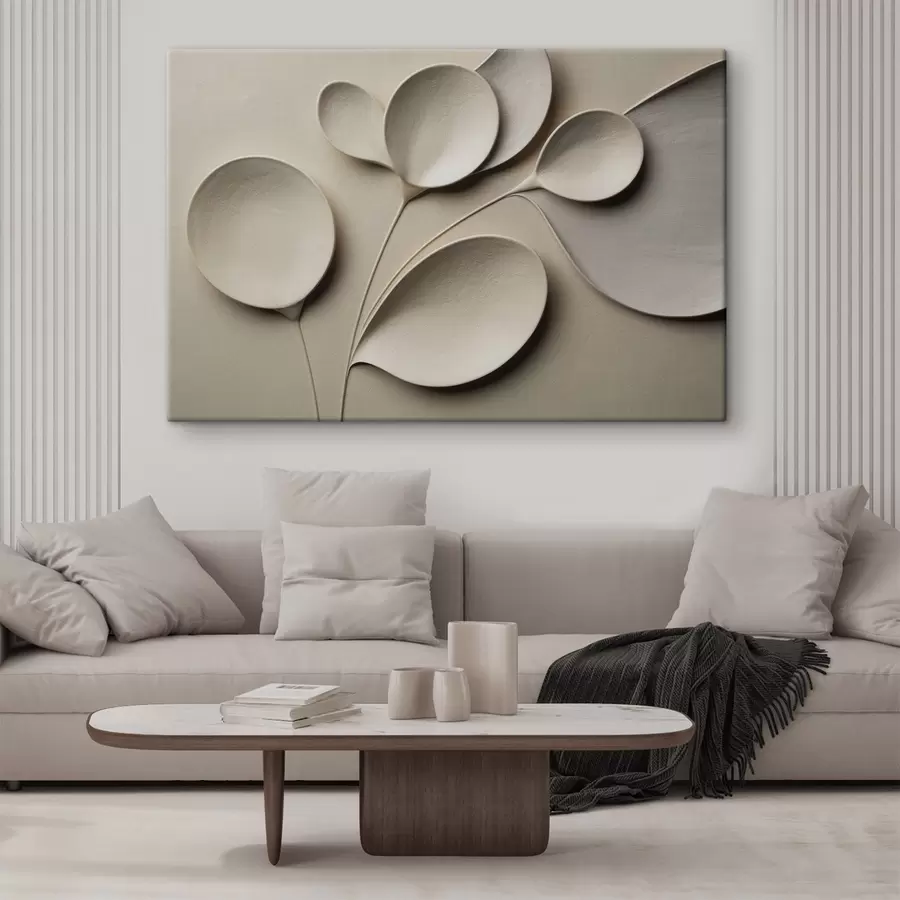 murales Una composición minimalista y con profundidad en una paleta de tonos beige claro s50015