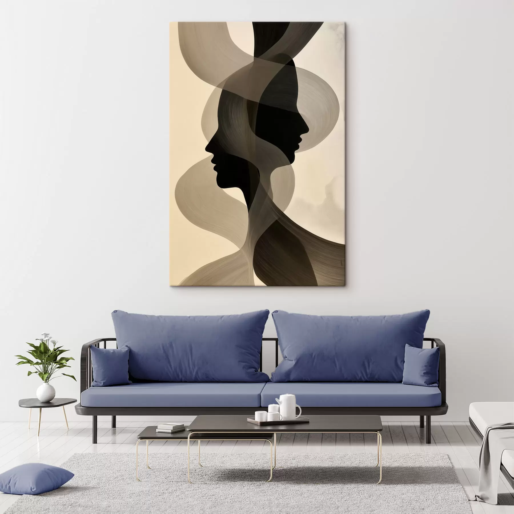 wall murals Profiles in Taupe Ribbons s50698