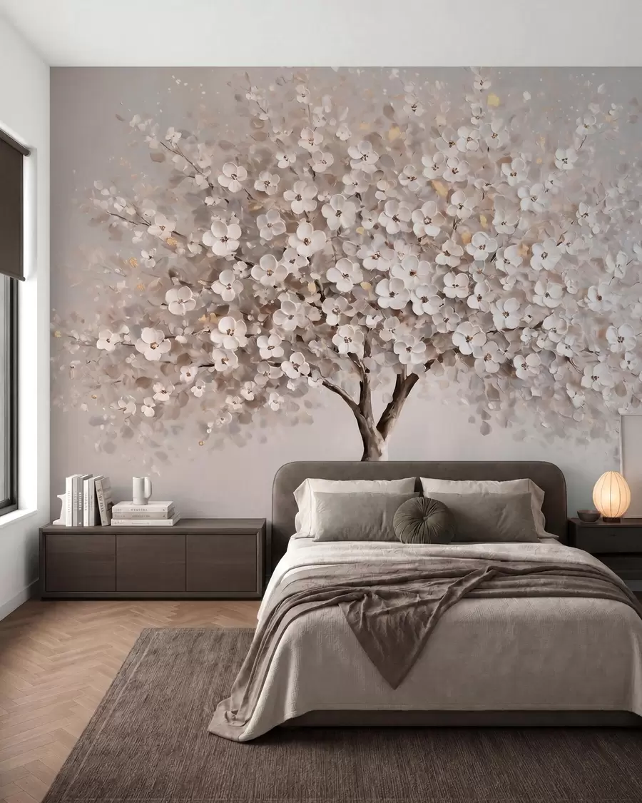 Wall Mural Photo Wallpaper Airy pastel tree in oil-painting style with bold brushstrokes w10050