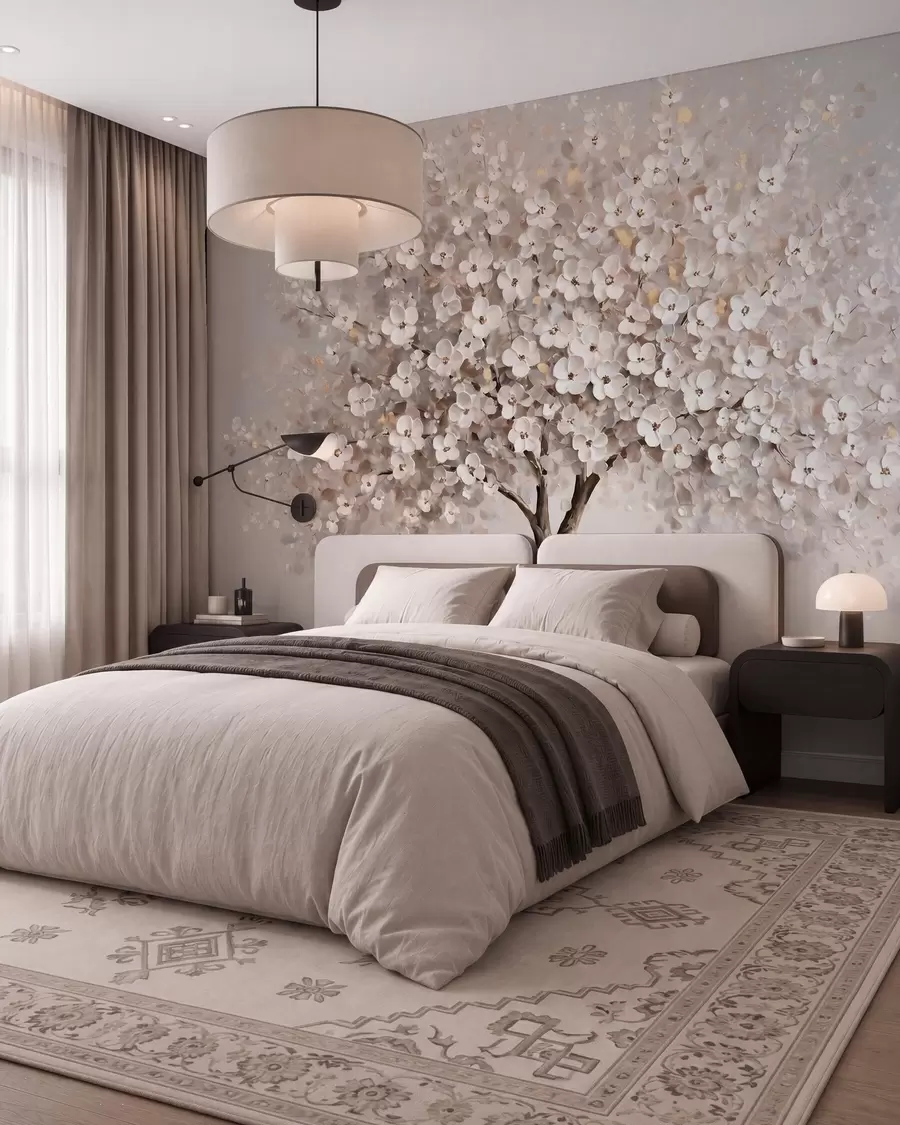 wall murals Airy pastel tree in oil-painting style with bold brushstrokes w10050