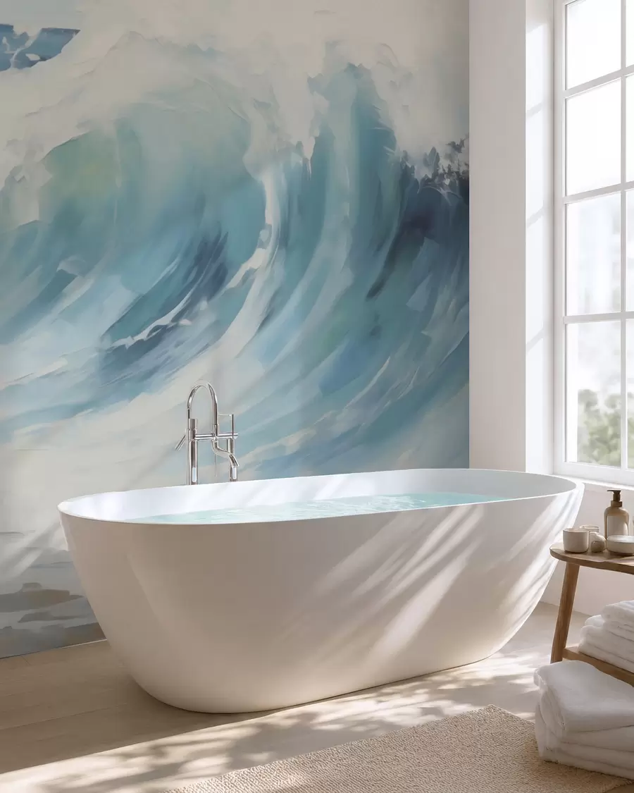 wall murals Waves, imitation of painting w05899