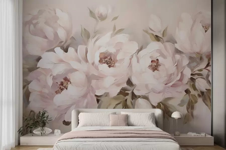 wall murals Abstract peonies, imitation painting w05901
