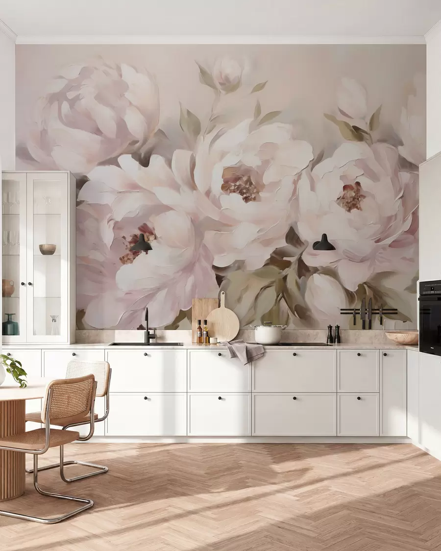 wall murals Abstract peonies, imitation painting w05901