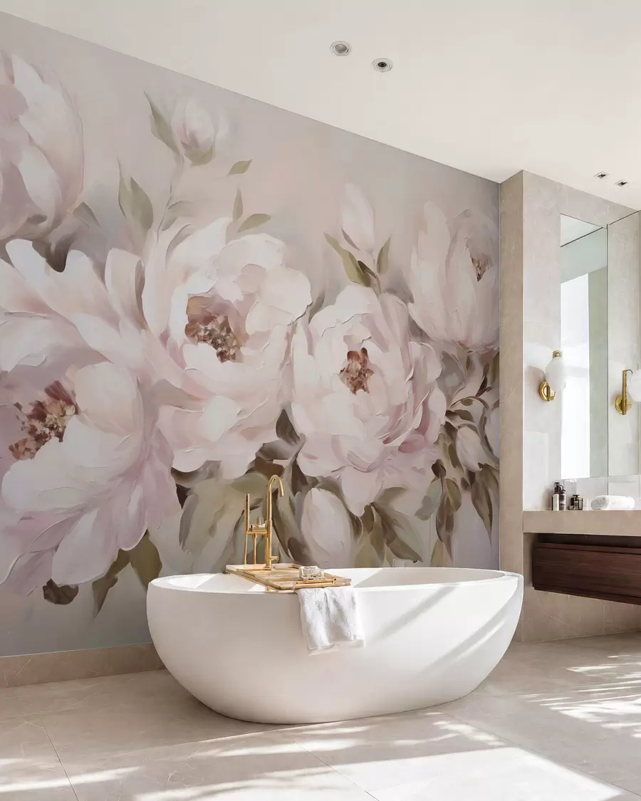 wall murals Abstract peonies, imitation painting w05901
