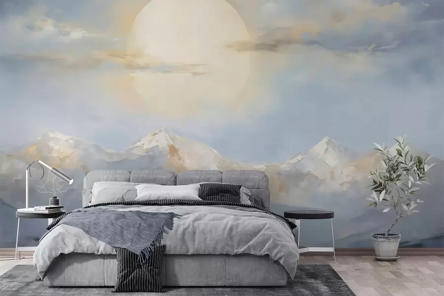 Wall Mural Photo Wallpaper Abstract mountains, imitation of a painting w05903