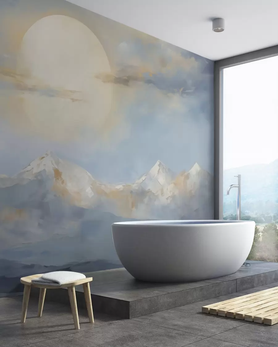 wall murals Abstract mountains, imitation of a painting w05903