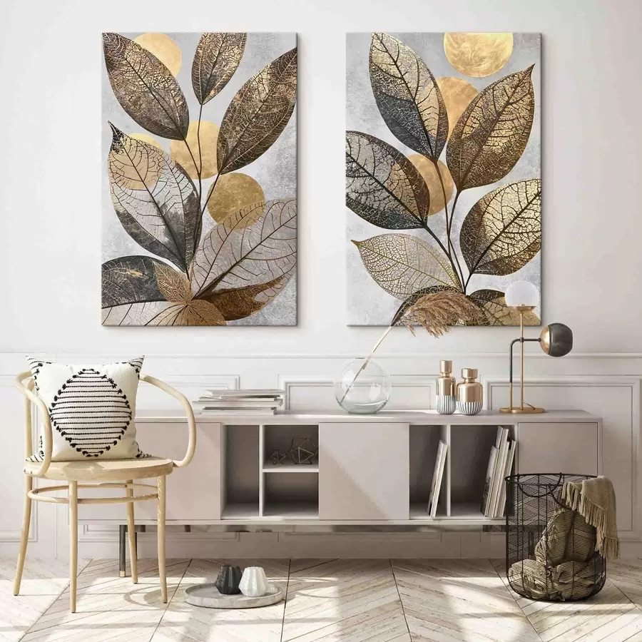 Wall Mural Photo Wallpaper Abstract leaves with сircles m30920