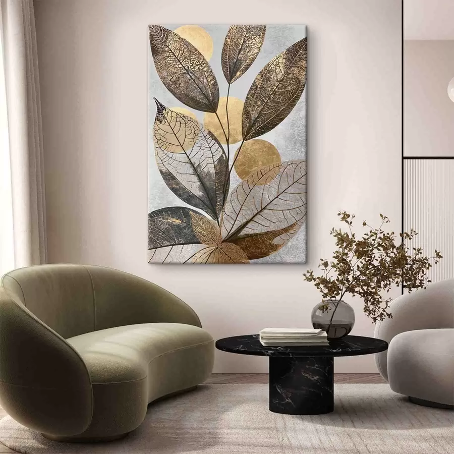 Wall Mural Photo Wallpaper Abstract leaves with сircles s50711