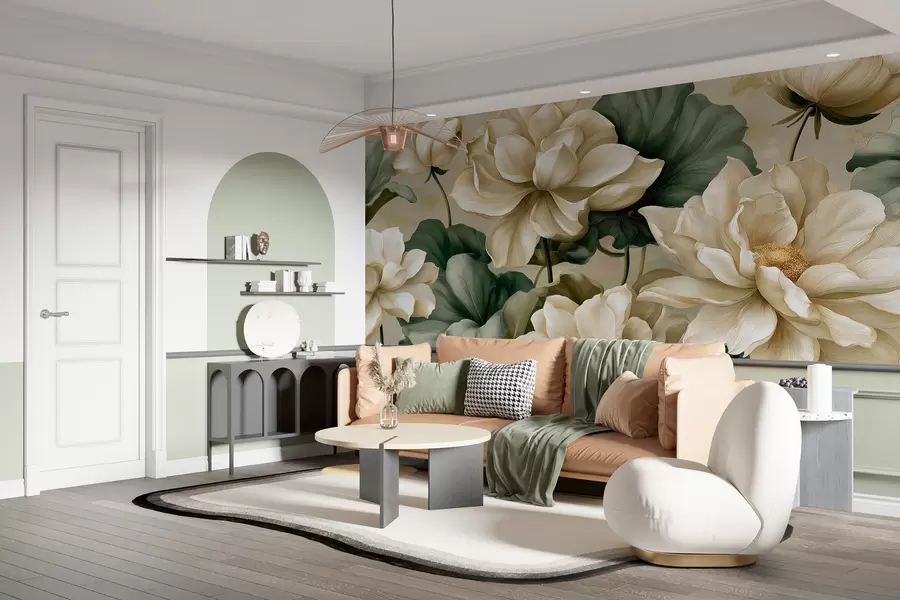 Wall Mural Photo Wallpaper Lotus flowers and leaves w05746