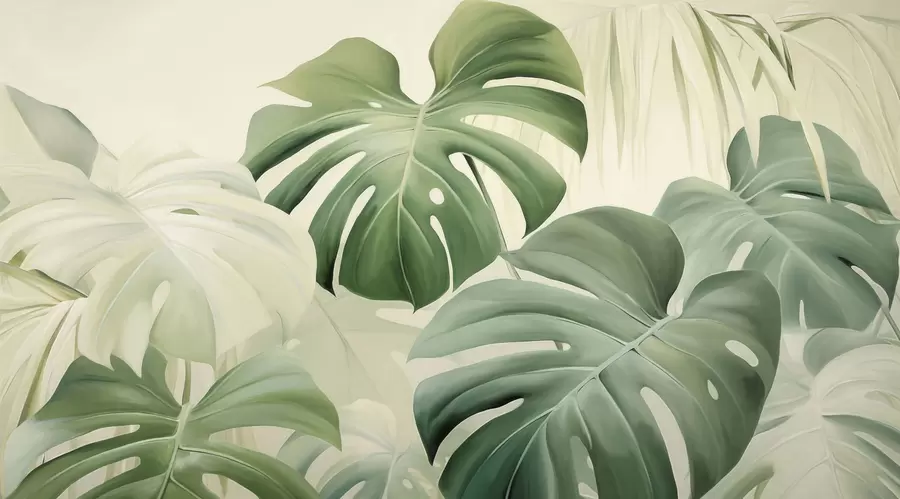 Wall Mural Photo Wallpaper Monstera, palm leaves w05909