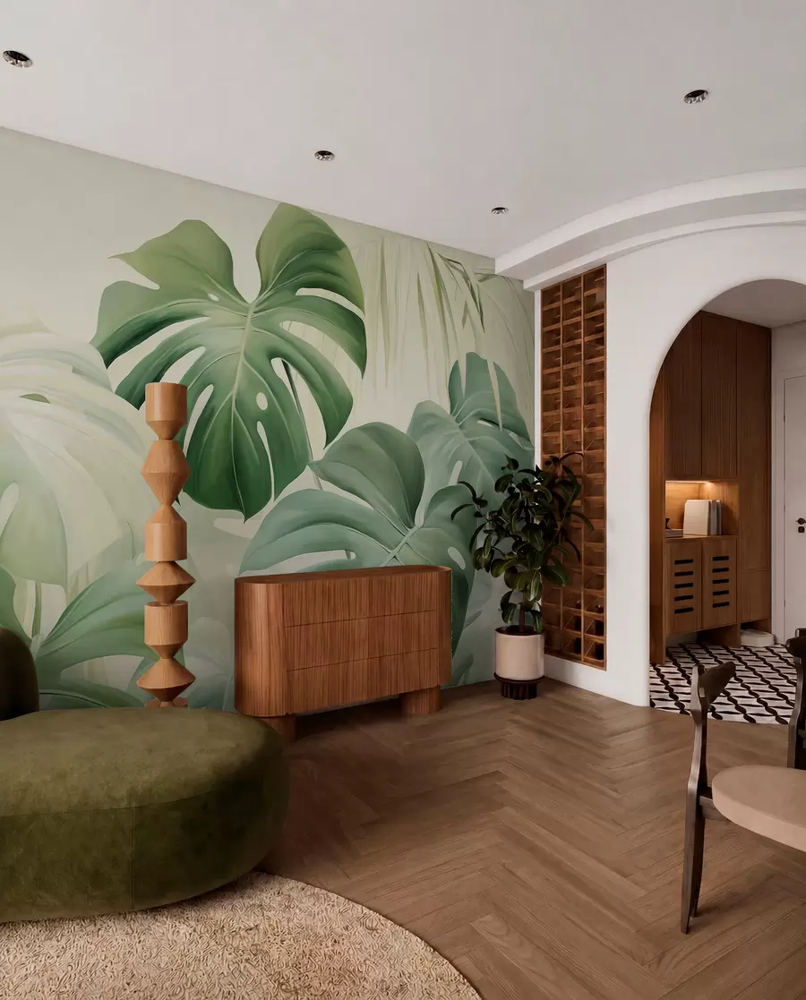 Wall Mural Photo Wallpaper Monstera, palm leaves w05909