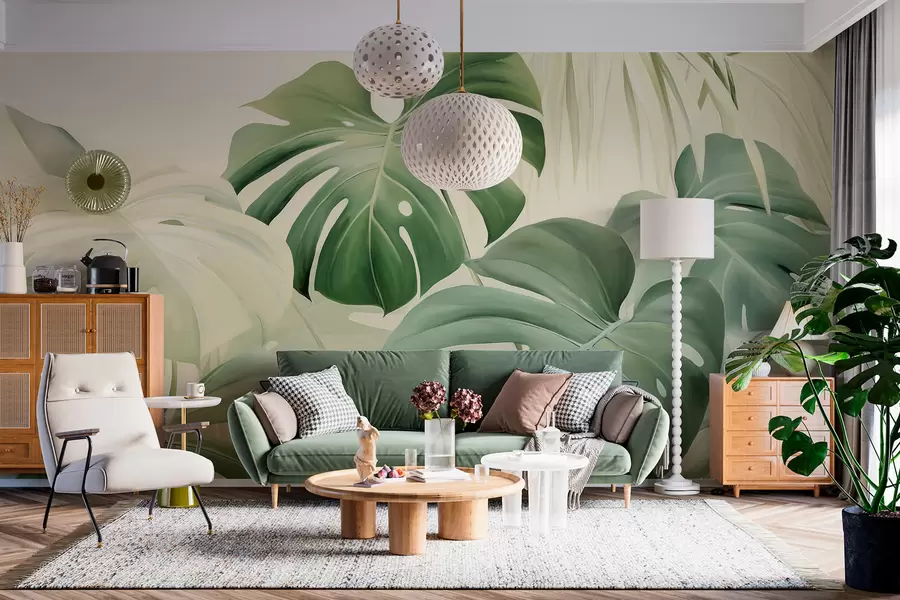 Wall Mural Photo Wallpaper Monstera, palm leaves w05909