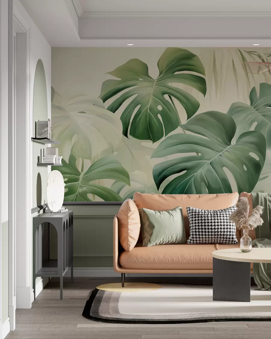 Wall Mural Photo Wallpaper Monstera, palm leaves w05909