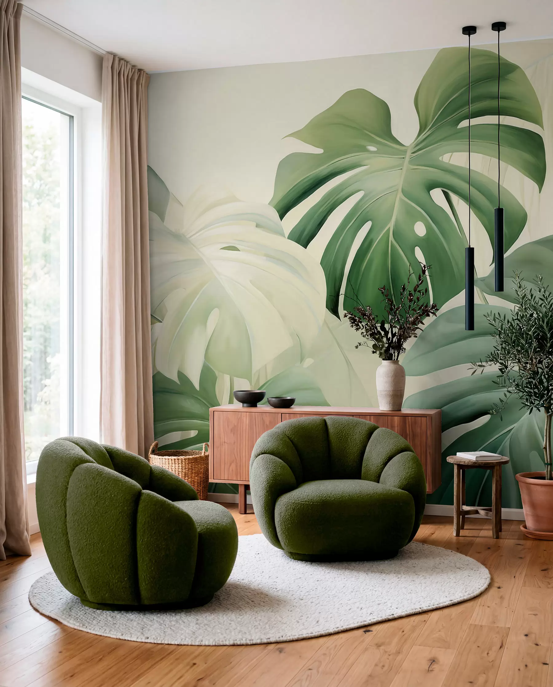 Wall Mural Photo Wallpaper Green Monstera w05909