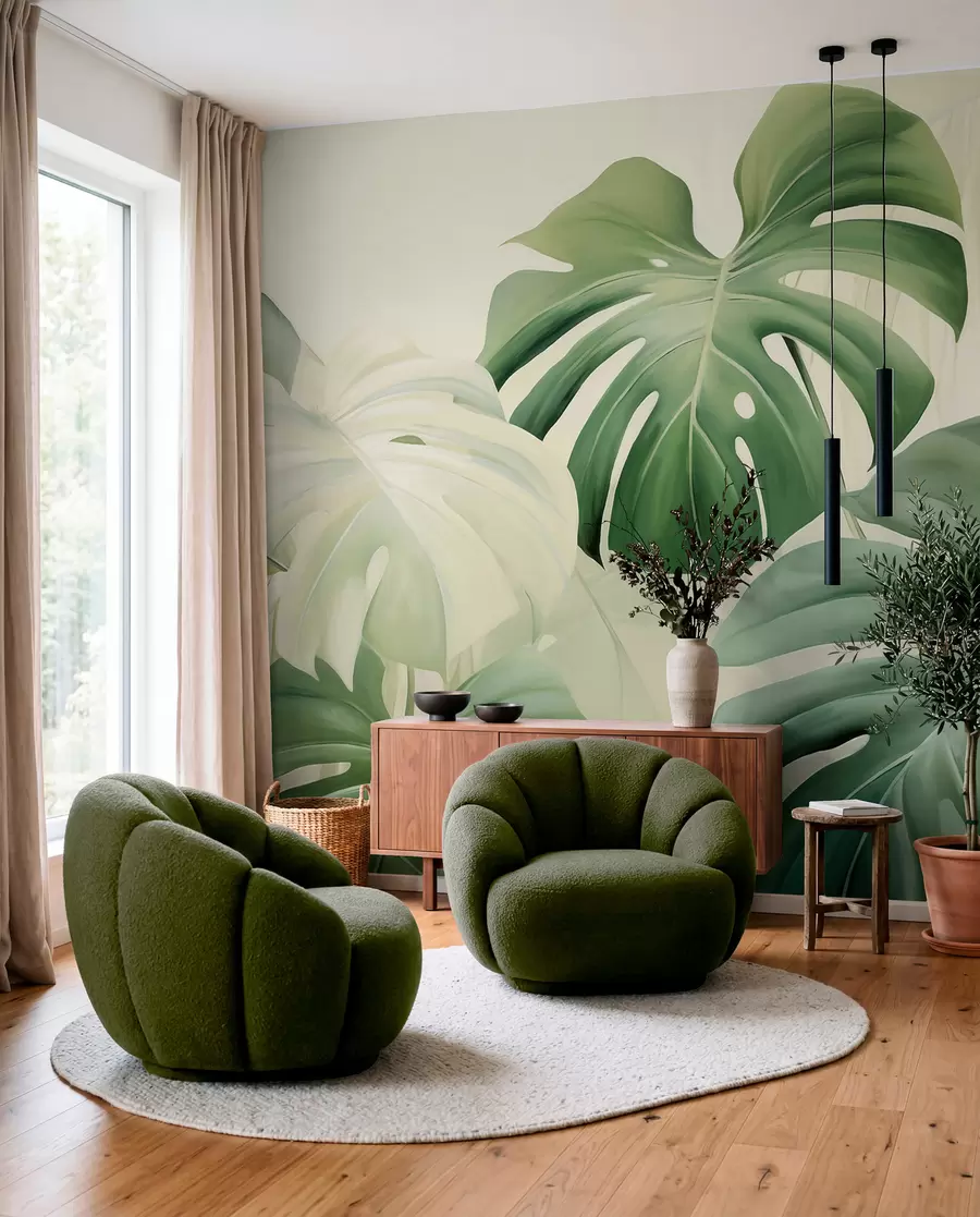 wall murals Monstera, palm leaves w05909