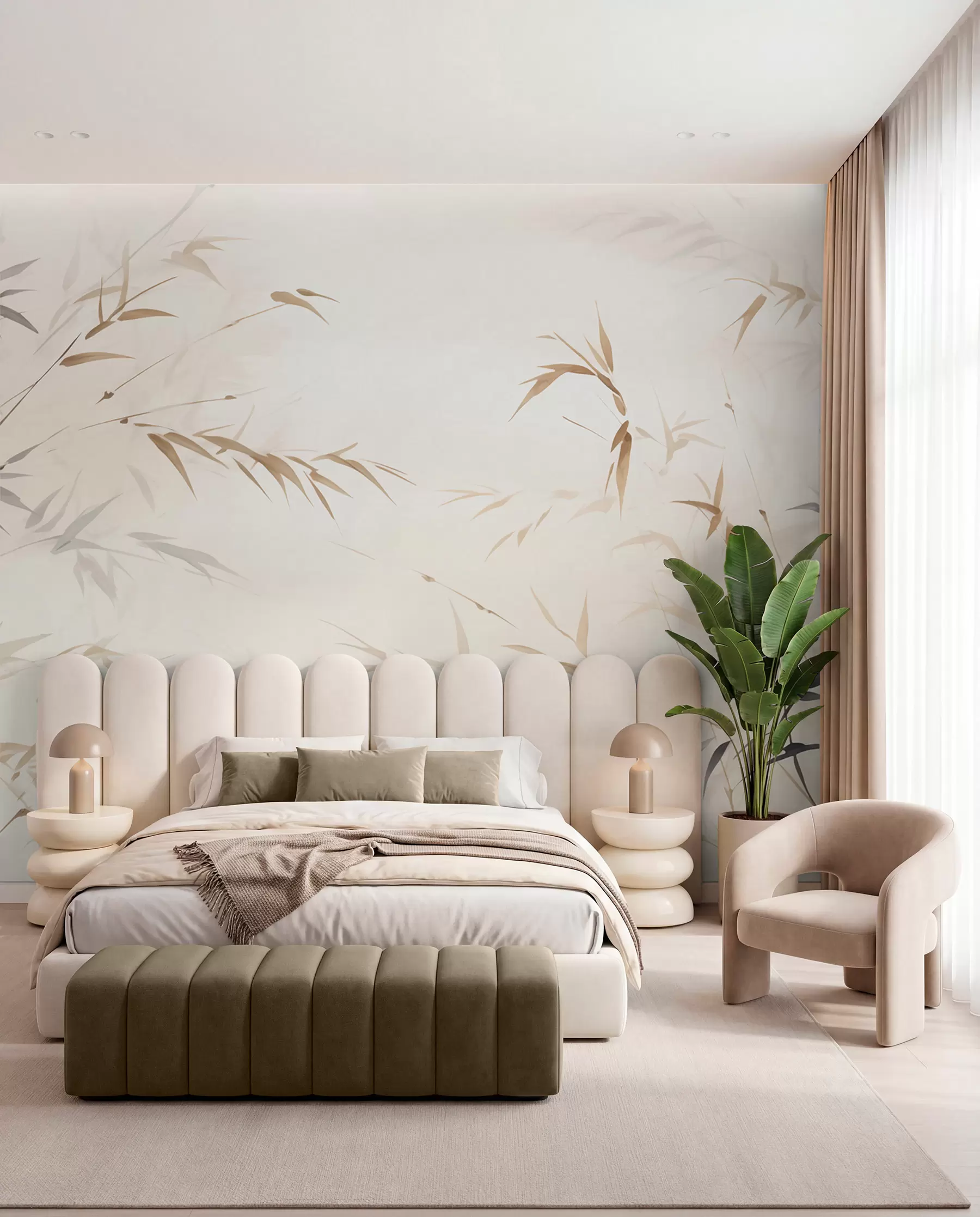 peintures murales Feuilles de bambou acérées w05917