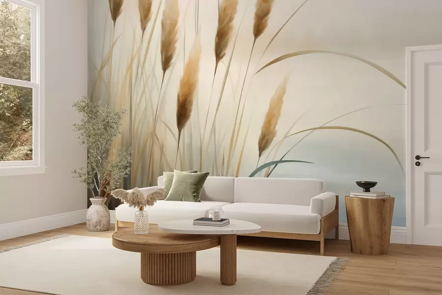 Wall Mural Photo Wallpaper Abstract reeds, imitation painting w05902