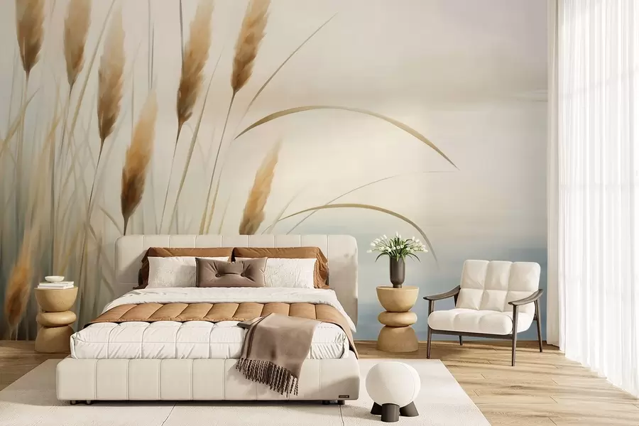 Wall Mural Photo Wallpaper Abstract reeds, imitation painting w05902