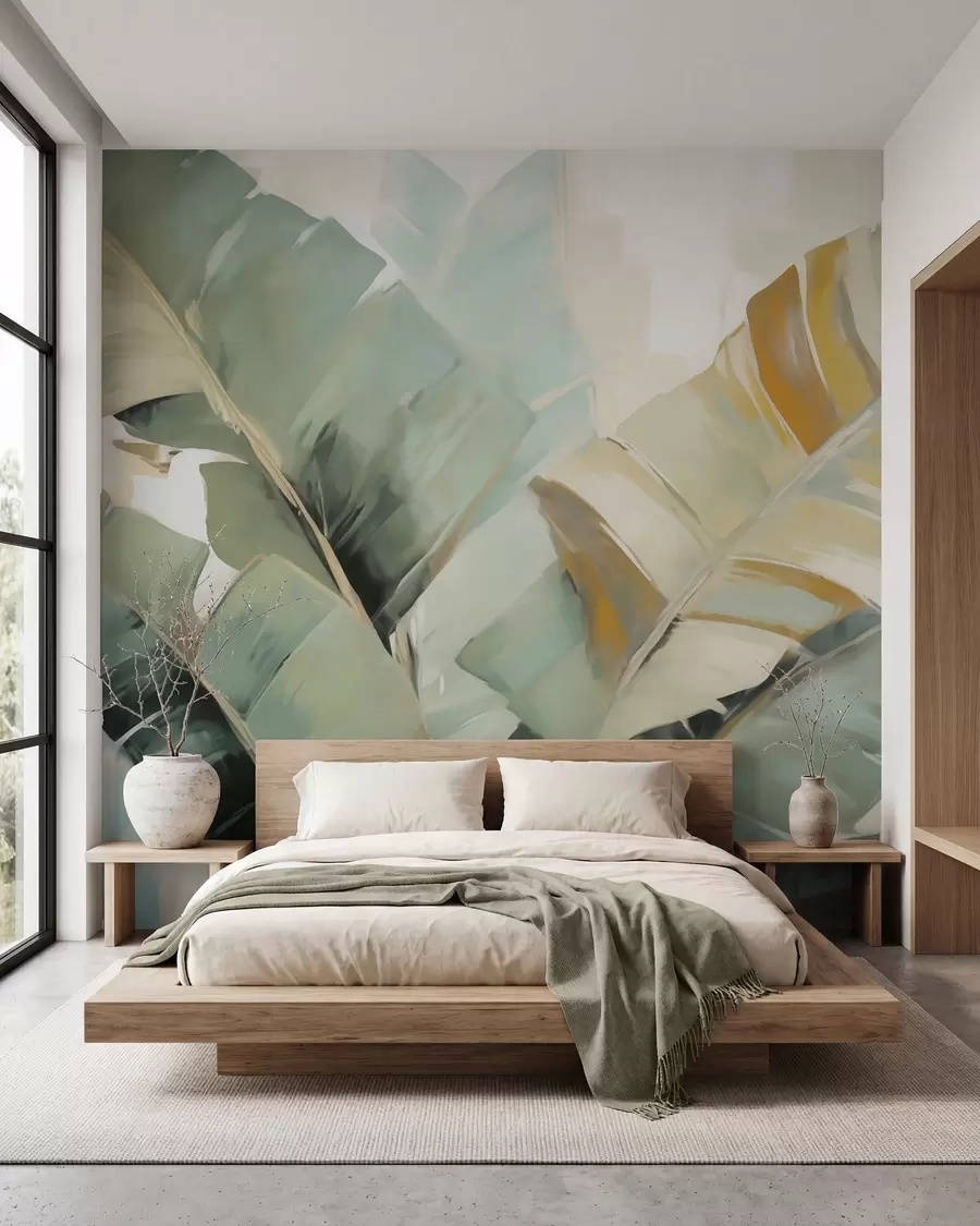 Wall Mural Photo Wallpaper Abstract foliage, imitation painting w05906