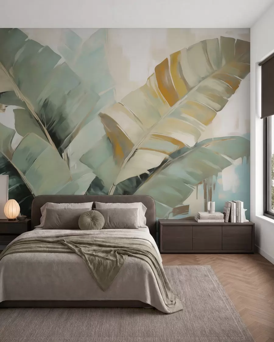 murales Hojas de banano en acuarela w05906
