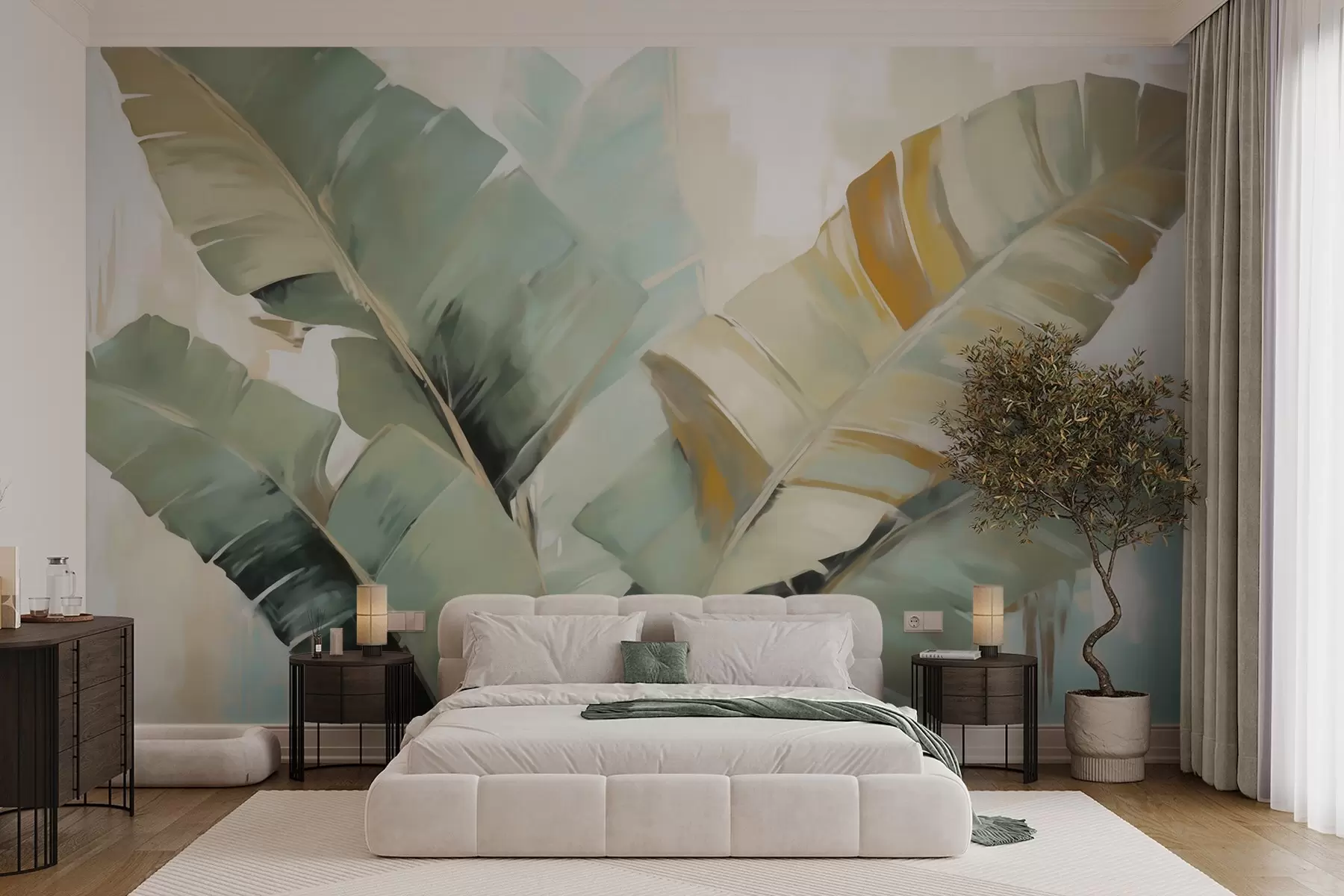 Wall Mural Photo Wallpaper Abstract foliage, imitation painting w05906