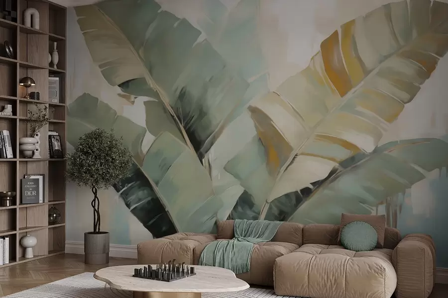 Wall Mural Photo Wallpaper Abstract foliage, imitation painting w05906