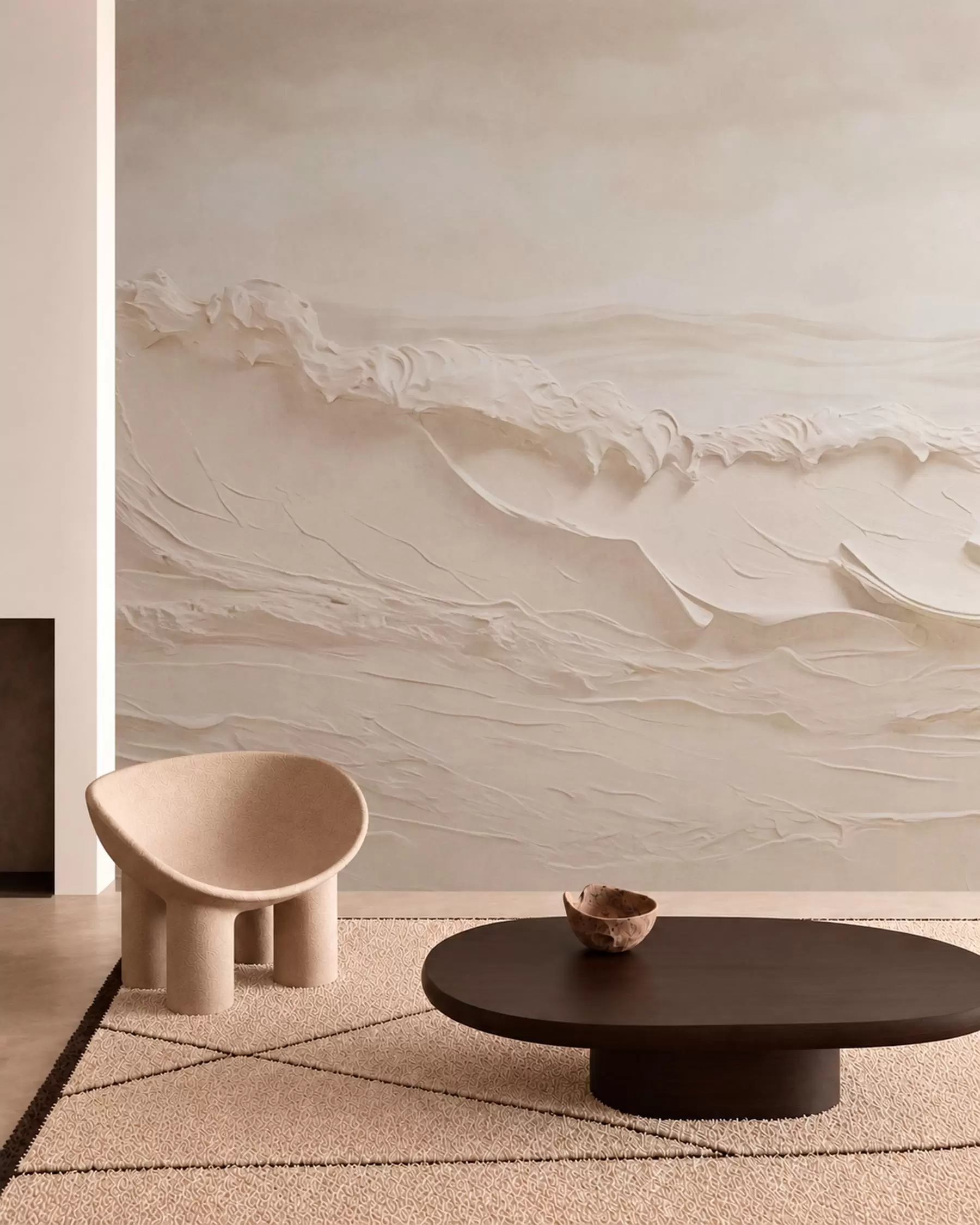 peintures murales Vagues crème w05898