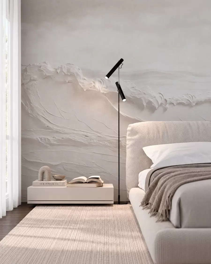 wall murals Relief sea waves in pale neutral tones w05898v1