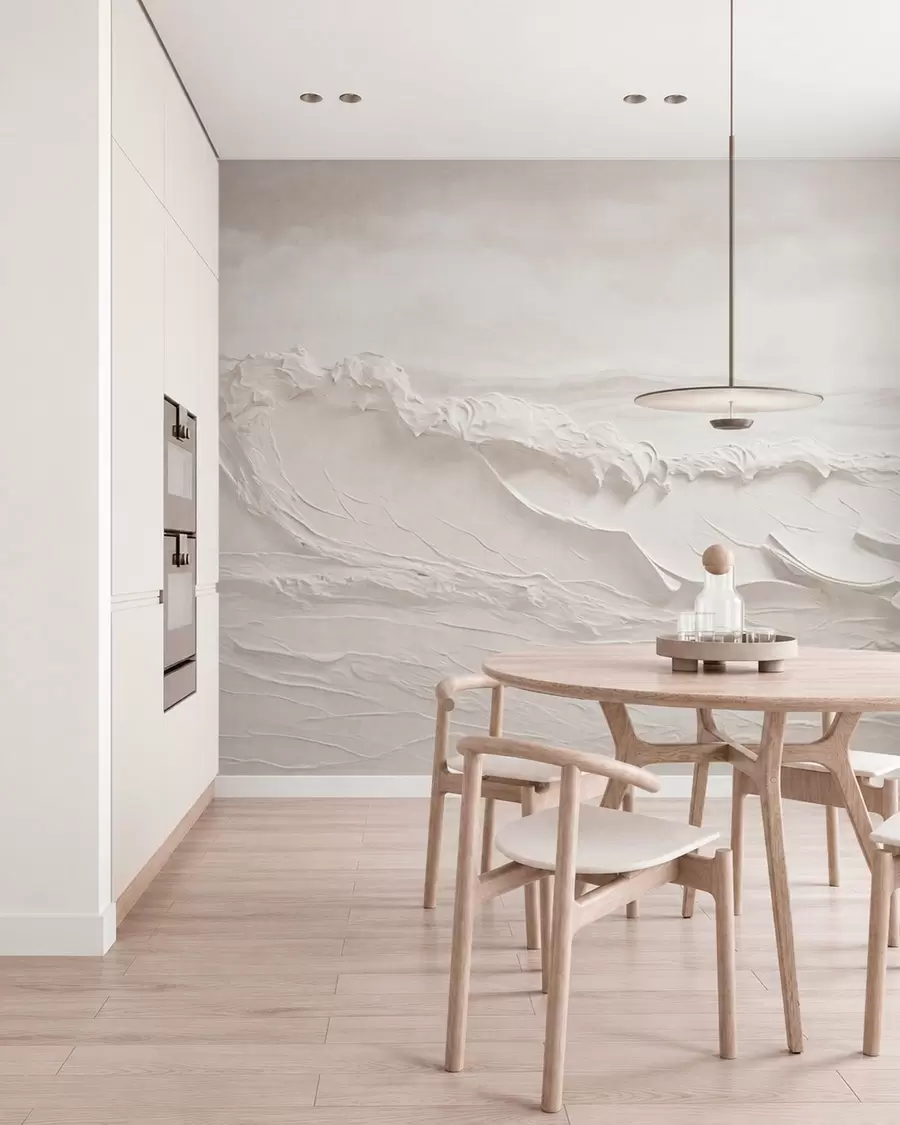 Wall Mural Photo Wallpaper Relief sea waves in pale neutral tones w05898v1