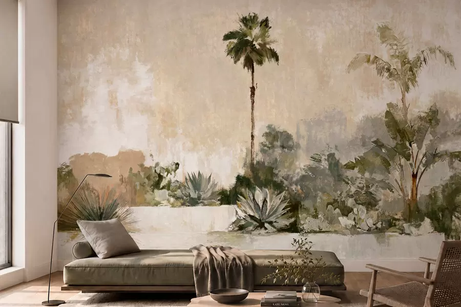 peintures murales Jardin tropical avec des palmiers et de grandes feuilles w05921v1