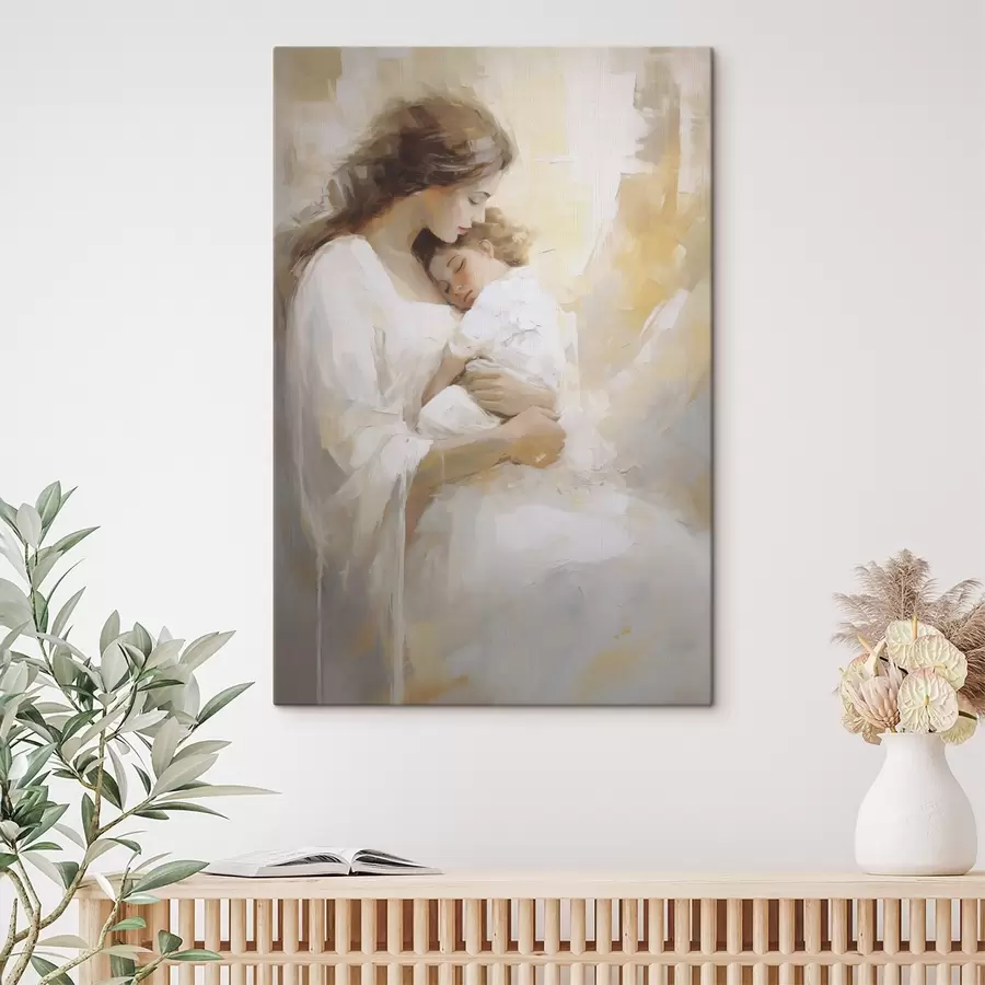 wall murals Young woman with a child, imitation painting s50674