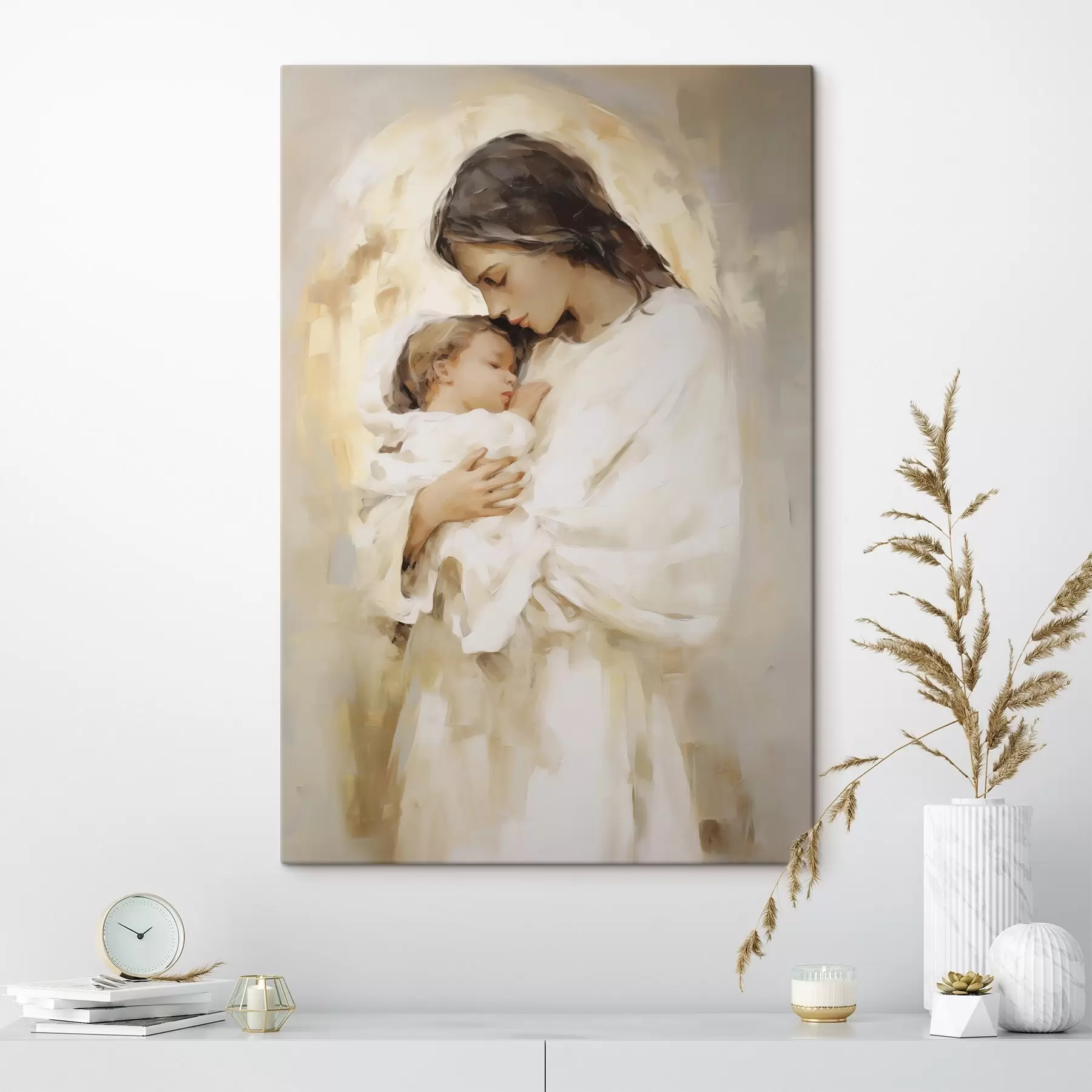 wall murals Woman with a child, imitation painting s50675