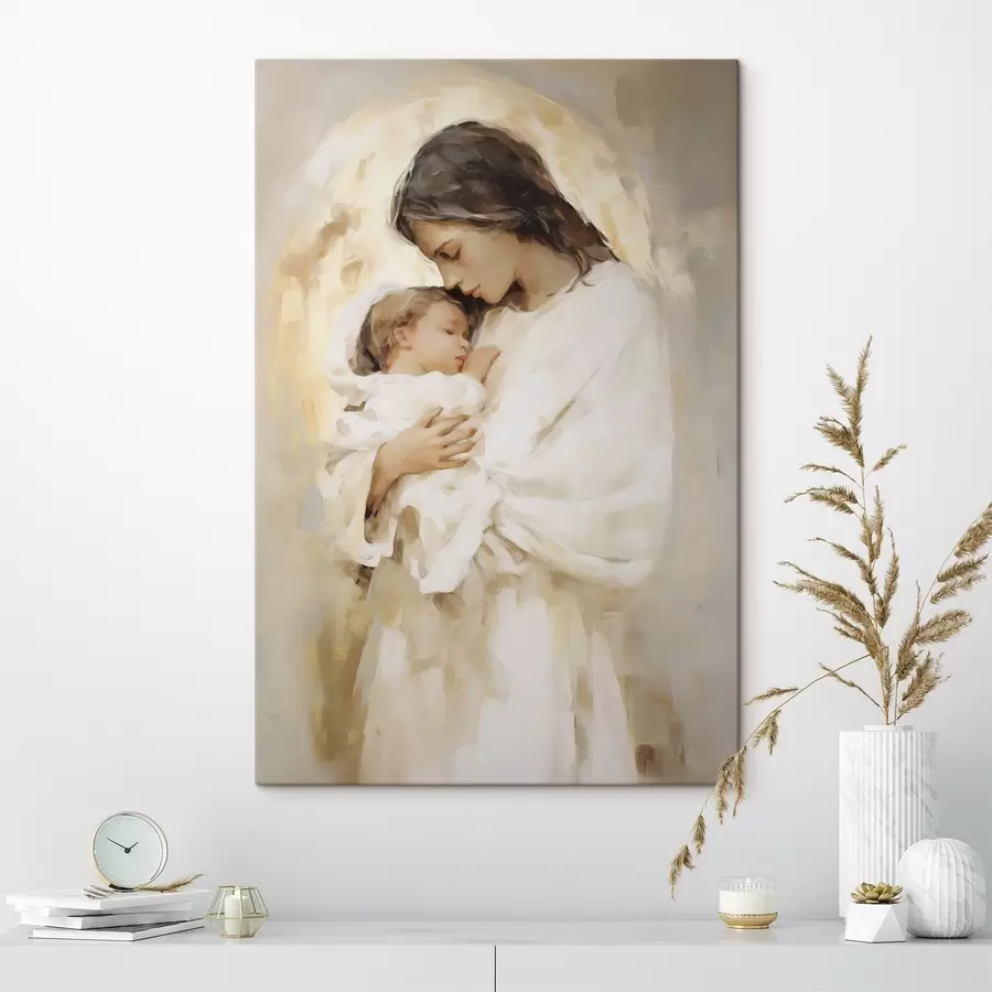 wall murals Woman with a child, imitation painting s50675