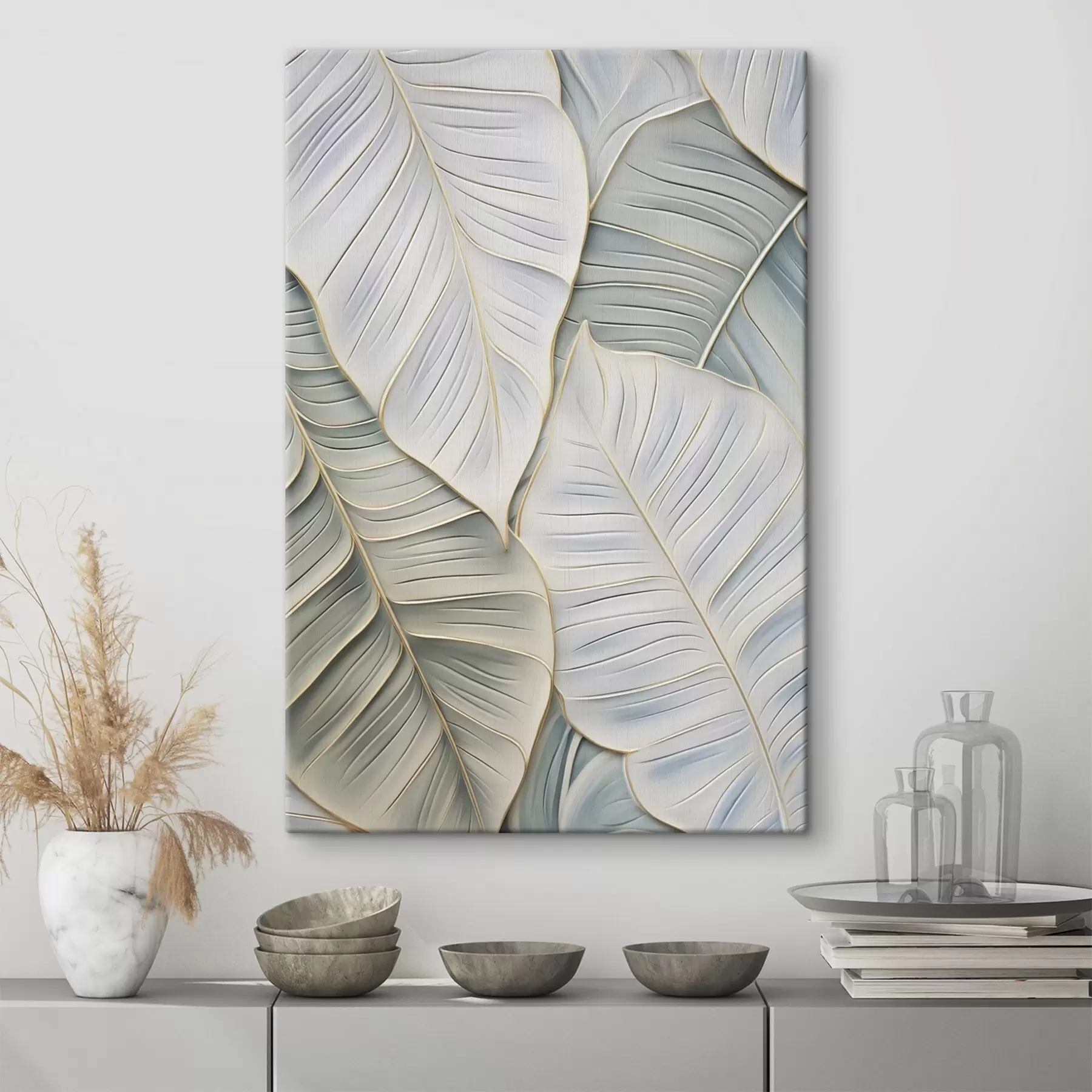 wall murals Abstract leaves, imitation painting s50768