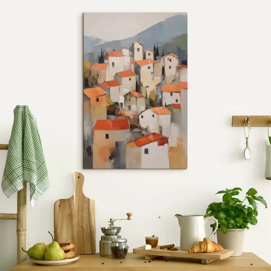 wall murals Abstract houses, imitation of a painting s50771