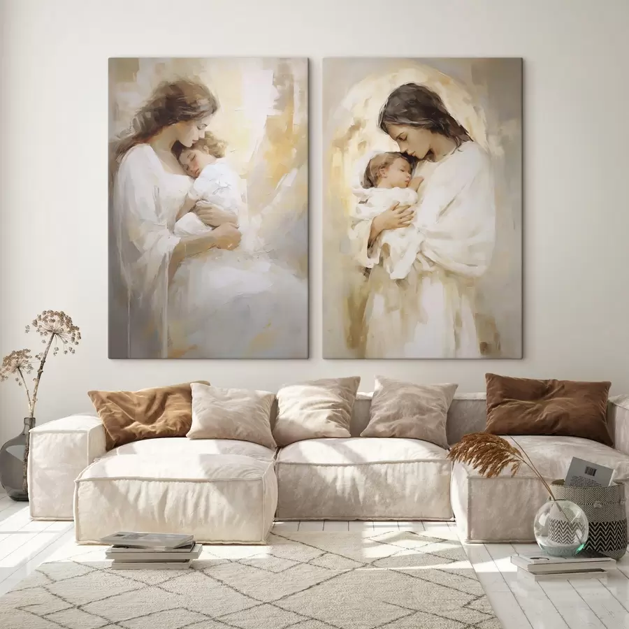 wall murals Woman with a child, imitation painting m30979