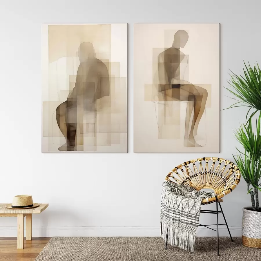 wall murals Abstract seated silhouette, imitation painting m31006