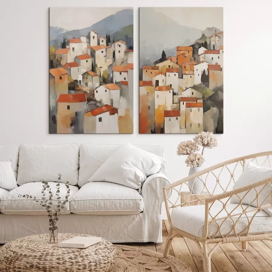 wall murals Abstract houses, imitation of a painting m31007