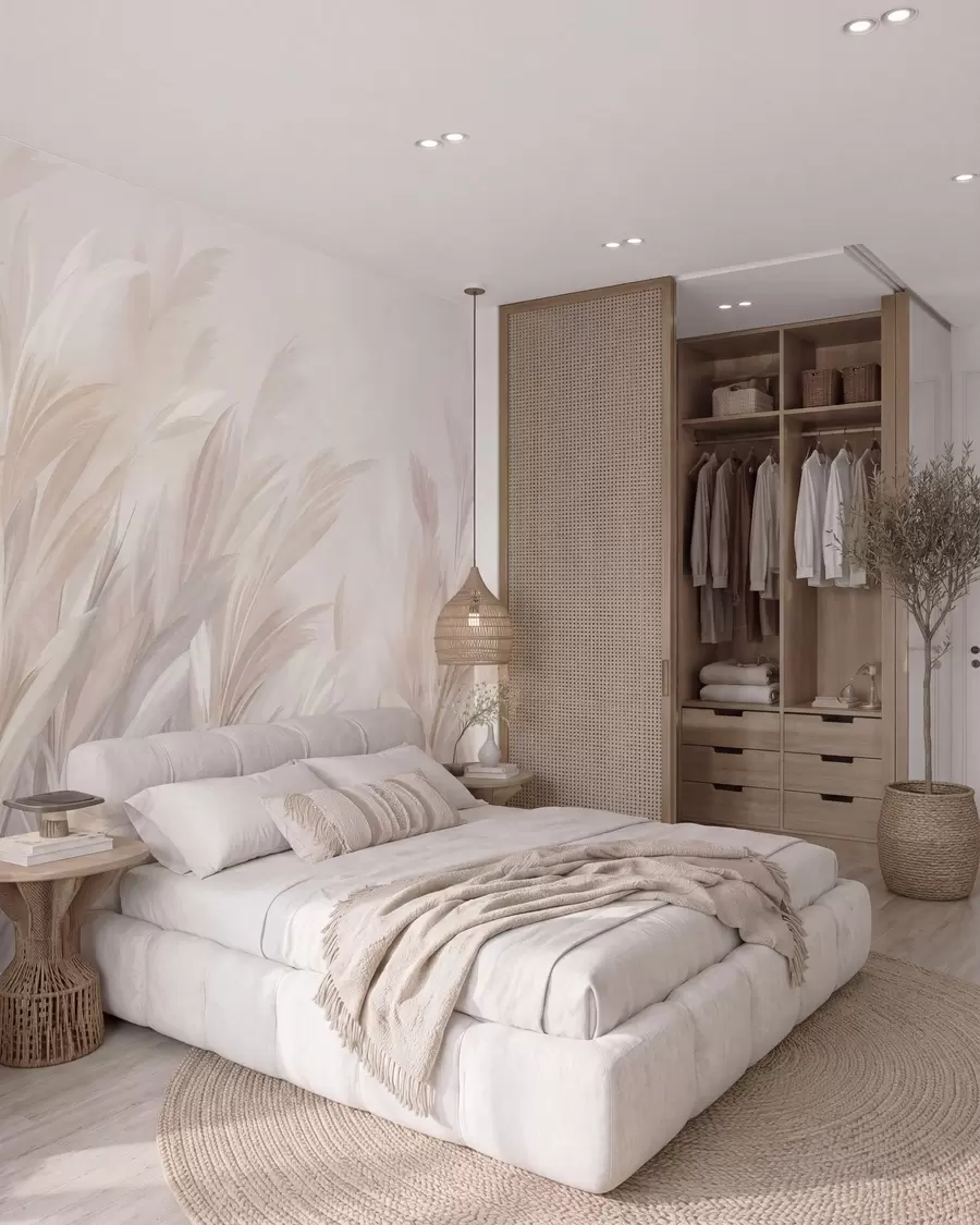 Wall Mural Photo Wallpaper Tall, feathery grass in soft pastel colors, with a light textured background w10060