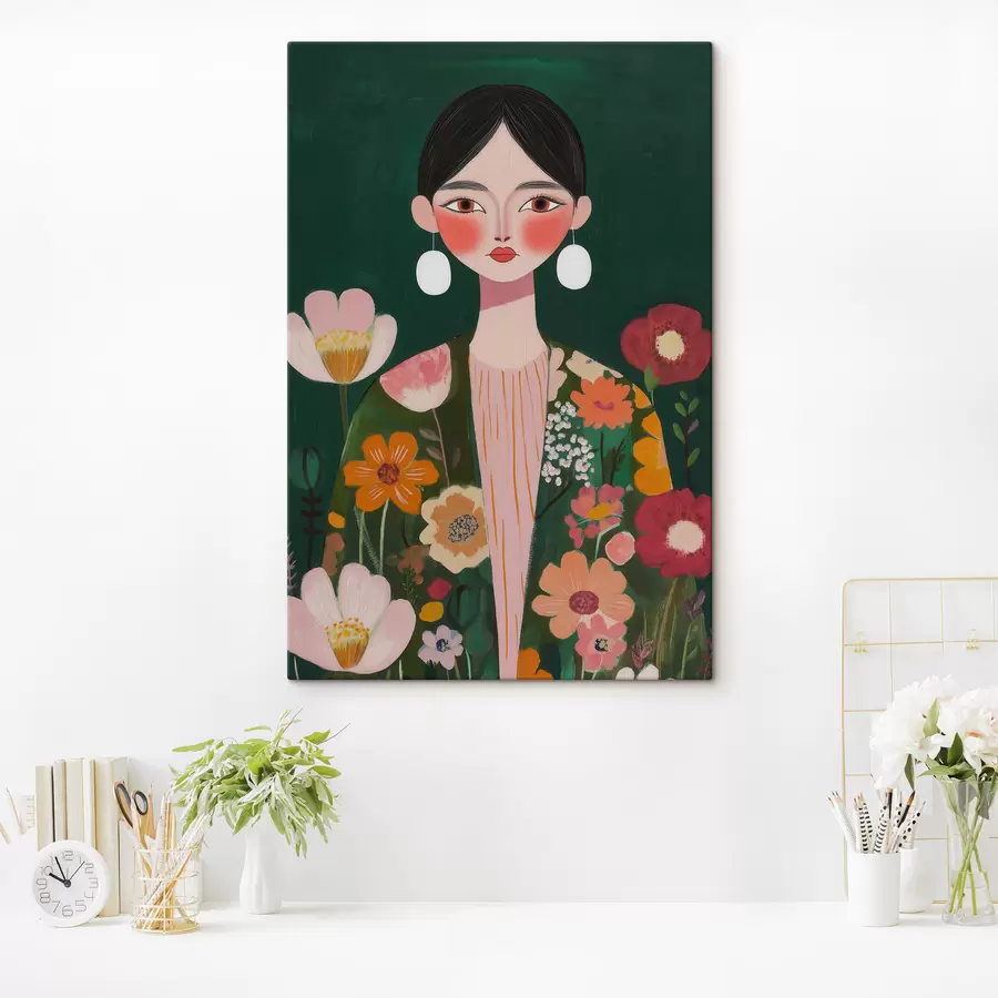 wall murals Girl Among Flowers s50814
