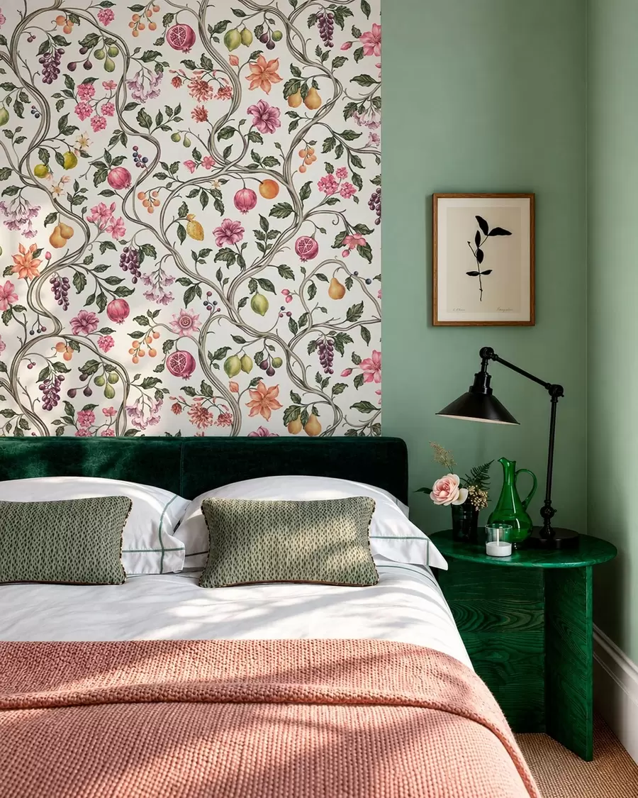 Wall Mural Photo Wallpaper Floral and fruit pattern with twining branches w05862v1