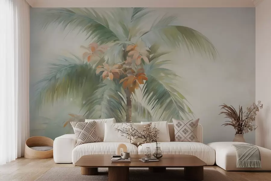 Wall Mural Photo Wallpaper Abstract palm tree, imitation painting w05876