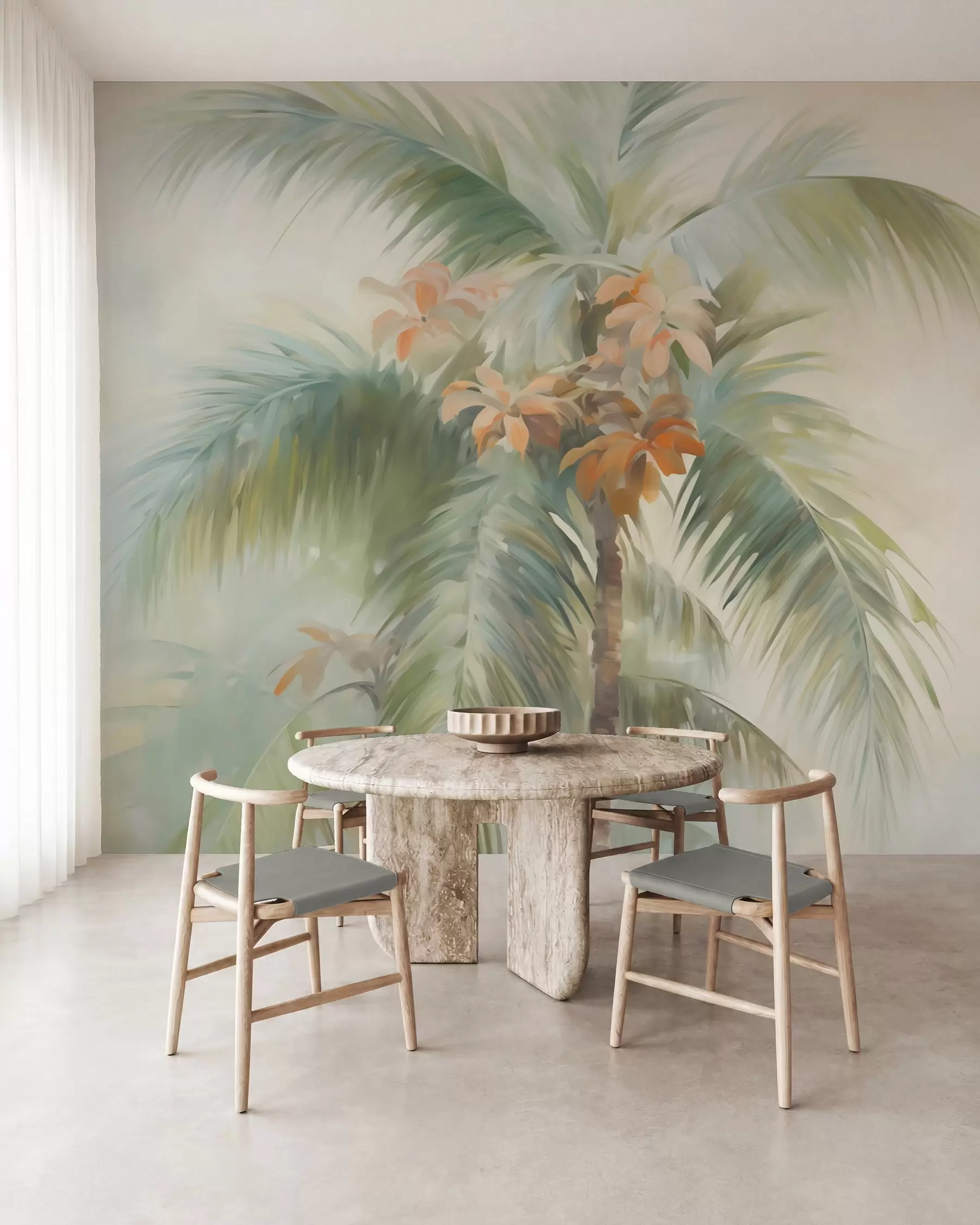 Wall Mural Photo Wallpaper Abstract palm tree, imitation painting w05876