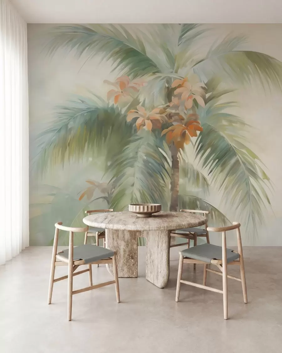 Wall Mural Photo Wallpaper Abstract palm tree, imitation painting w05876