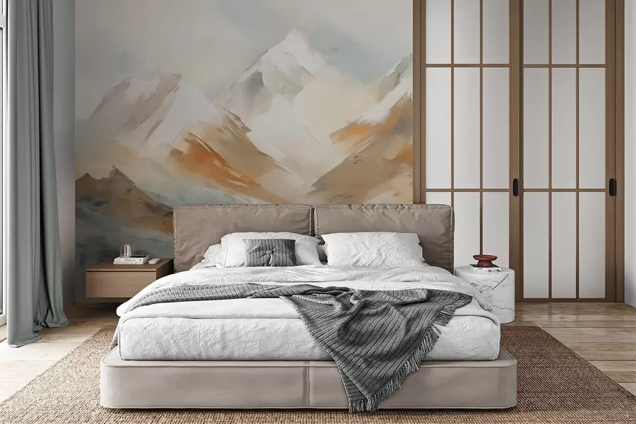 Wall Mural Photo Wallpaper Mountains, imitation painting w05904