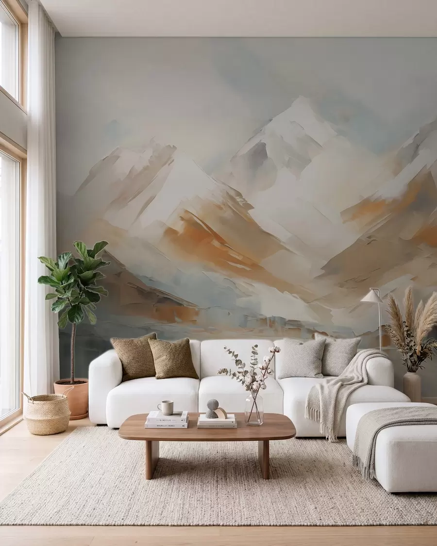 Wall Mural Photo Wallpaper Mountains, imitation painting w05904